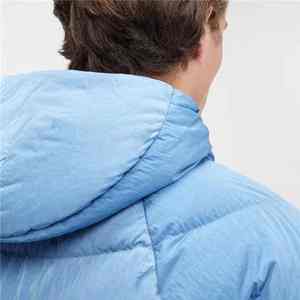 2025 OEM Invierno Azul logotipo personalizado frente 100% poliéster a prueba de viento cremallera hombres chaqueta acolchada con capucha - Product Image 3