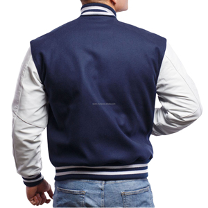 Chaqueta Universitaria Americana para Hombre, Estilo Letterman, Cuerpo de Lana, Transpirable, Ecológica, Cierre Frontal con Cremallera, Diseño Vintage con Parches, Estilo Bomber - Product Image 2