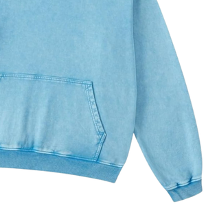 Sweat-shirt à capuche bleu ciel délavé à l'acide, surdimensionné, vintage, en molleton doux, streetwear, vêtements d'hiver pour hommes et femmes - Product Image 5