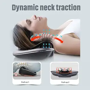 Dispositivo de tracción de cuello eléctrico ALPHAY, terapia de calor de alivio dinámico, masajeador Cervical de temperatura ajustable