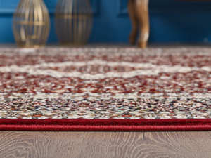 Alfombra turca de lujo hecha a máquina, poliéster, color rojo intenso, premium, para sala de estar, del fabricante de Gaziantep. - Product Image 4