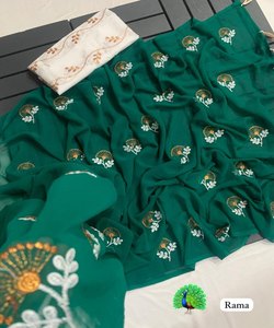 สัมผัสความหรูหราด้วยผ้าซาตินส่าหรีของเราที่ประดับด้วยมุก สวมใส่ความสง่างามด้วยผ้าซิ่นส่าหรีของเราที่สมบูรณ์แบบสําหรับทุกโอกาส - Product Image 4