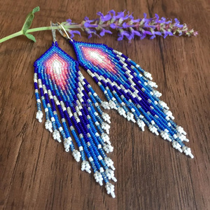 Pendientes con cuentas de cristal azul y blanco, nueva moda, accesorios de joyería artesanal RF para bodas con piedra principal de perla - Product Image 5