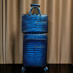 Maleta de Cuero de Cocodrilo Hecha a Mano con Contraseña, Maleta con Ruedas Giratorias, Rueda Universal, 20 Pulgadas, Maleta de Negocios - Product Image 3