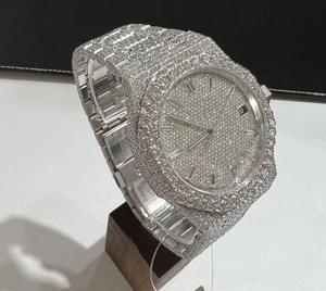 Montre Hip Hop 46mm Full Simulated Diamonds Ronda Quartz Movement pour Ice Date Pointer Dial-Fashion Business - Product Image 2