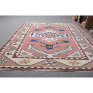 พรมวินเทจขนาด 5.5x7.3 ฟุต สีแดงลายจุด พรมตุรกีทำจากขนสัตว์ - Product Image 3