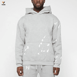 OEM Ensemble de 2 pièces éclaboussures de peinture lourde de couleur unie avec logo personnalisé Survêtement Pull Vintage pour hommes - Product Image 3