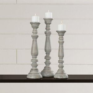 3 candelabros de madera marrón con hermoso estilo torneado elaborado a la perfección para un toque cálido y rústico a la decoración de su hogar - Product Image 3