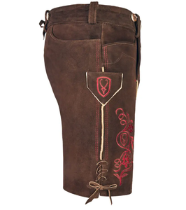 Authentic Bavarian Lederhosen for <b>Men</b> Traditional <b>Brown</b> Goat Leather <b>Shorts</b> with Custom Embroidered Design Oktoberfest Attire - Product Image 3