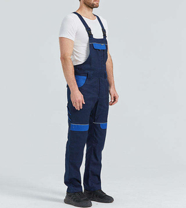 Salopette noire pour hommes Salopette de travail en denim utilitaire européen à la mode extensible Salopette pour hommes Slim Ripped Bib Working Denim Salopette pour hommes - Product Image 4