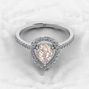 Anillo con Engaste de Bisel Cristiano en Forma de Pera, Chapado en Oro de 18K, Plata de Ley 925, Turquesa Azul Cobre, Ópalo Etíope, Superventas - Product Image 3