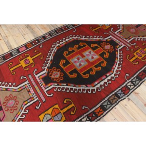 Tapis turc vintage 4,8x13,9 pieds, tapis géométrique rouge Kilim - Product Image 2