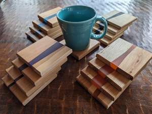 USER Posavasos de madera de nogal de resina para el hogar Deco Posavasos de madera de resina epoxi Posavasos de lujo personalizado para bebidas - Product Image 5