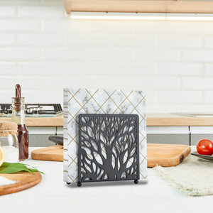 Elegante servilletero de mesa de Metal duradero, organizador decorativo grabado con láser para uso en el hogar, cocina y oficina - Product Image 5