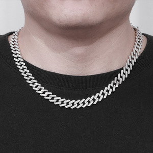 Collar Cubano de Cadena de Eslabones Geométricos Plateados Estilo Hip-Hop para Hombre, para Fiestas y Eventos - Product Image 1