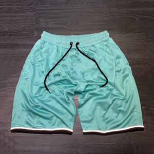 <b>Red</b> Mesh Athletic <b>Shorts</b> for <b>Men</b> with Drawstring Contrast Trim Breathable Sportswear Gym Workout Bottoms - Product Image 4