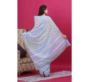 Top venta algodón Malmal mano impreso Saree elegante fiesta desgaste para mujeres hermosos colores para verano Indio paquistaní ropa - Product Image 2