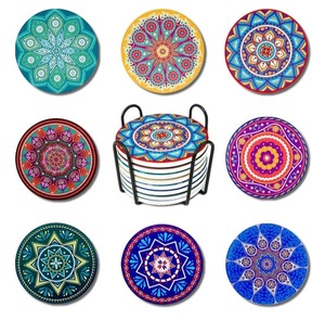 Posavasos para tazas de bebidas con decoración mate, promociones de cerámica rosa claro y blanco, sublimación lista para cuadrados y otras formas - Product Image 2