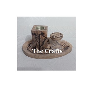 Brûleur à Bakhoor en bois couleur marron avec plateau et boîte en acrylique, diffuseur d'ambiance pour la maison, au prix le plus bas - Product Image 3