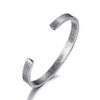 Bracelets en acier inoxydable pour hommes, manchette en argent, Bracelet en métal argenté foncé pour les amoureux de la beauté