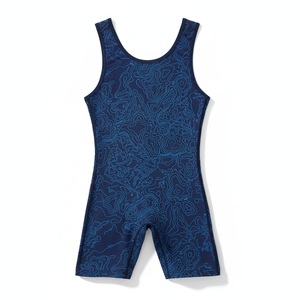 Combinaison de lutte personnalisée orange et bleue dégradée, extensible, légère, à séchage rapide, respirante, en polyester et élasthanne, uniformes d'équipe pour hommes et jeunes - Product Image 6