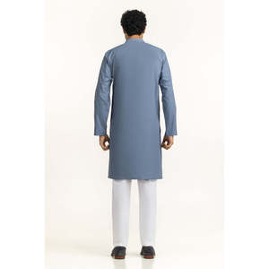 Kurta en coton pour homme KR-STY25-073 avec salwar kameez coupe classique pour les fêtes estivales - Product Image 5