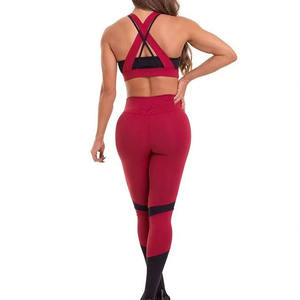 Venta caliente Color Block Yoga Set cuenta con un Sujetador deportivo de alto apoyo y Leggings Levantamiento de glúteos Venta al por mayor Conjunto de 2 piezas para entrenamiento de gimnasio - Product Image 2
