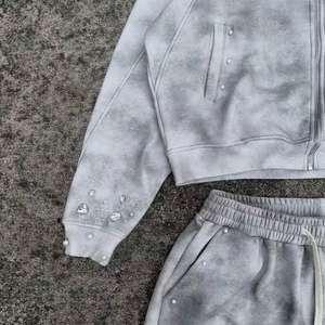 ชุดเซ็ตเสื้อฮู้ดดี้และกางเกงวอร์มผ้าเฟรนช์เทอร์รี่เนื้อหนา ทรงหลวม ไหล่ตก สีพื้นมุก สไตล์วินเทจ สำหรับผู้ชาย - Product Image 2