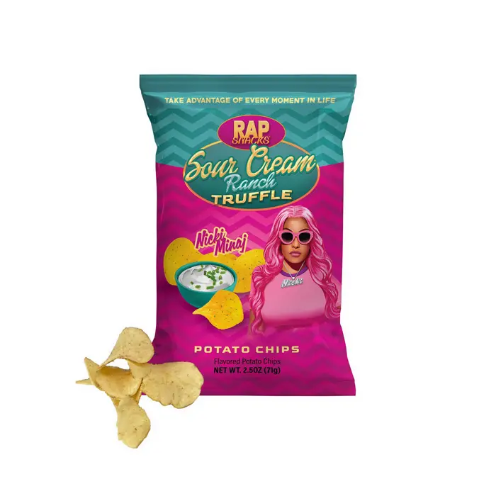 Rap Snacks "Snacking reúne-se com a nossa Nicki Minaj Bar-B-Quin com o meu mel pipoca!