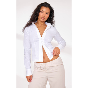 Elegante camisa blanca ajustada de manga larga para mujer, la mejor calidad, el mejor precio, Tops para fiestas, bordado, gran oferta, nuevo producto - Product Image 1