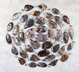 Bâton turc Agate Pendentif Lunette Argent Plaqué Pendentif Collier Turc Pierres Précieuses Pendentifs Bijoux En Argent Fille Collier - Product Image 2