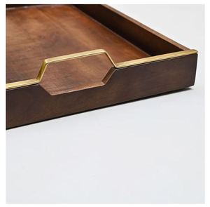 Bandeja de servicio Rectangular lisa de madera de latón AK, bandeja de servicio decorativa de calidad superior para utensilios de cocina/vajilla - Product Image 3