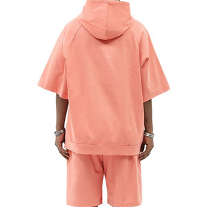 Logo Heavyweight Pullover Hoodie <b>Short</b> Sets <b>Men</b> Regular Fit Plus Size Casual Wear 100% Cotton Solid <b>Pattern</b> Winter Season <b>Shorts</b> - Product Image 2