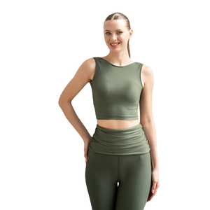 Conjunto Deportivo de 2 Piezas para Mujer, Ropa Deportiva de Nailon Sólido sin Costuras, Transpirable, de Cintura Alta, con Logotipo Frontal Personalizado, OEM ODM - Product Image 2