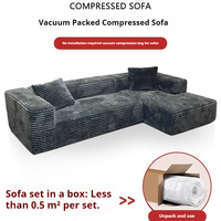 Vakuumkomprimiertes L-förmiges Stoffsofa, modernes Ecksofa mit hochdichtem Schaumstoff für Wohnzimmermöbel