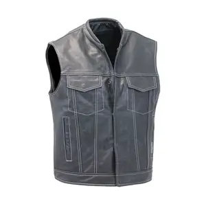 Factory Made Men Leather Vest Plain Dyed Custom Color Men Classic Design Leather Vest Made In Pakistan