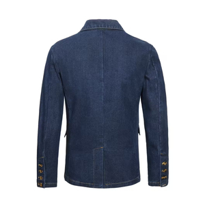 Premium High Quality Men's Vintage Style <b>Custom</b> <b>Denim</b> <b>Jacket</b> 100% Cotton Knitted Acid Wash Winter Season with Patches Button - Product Image 2
