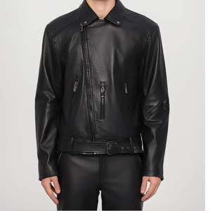 Chaqueta de cuero de bombardero de piel de oveja auténtica para hombre, chaqueta de piel de oveja para hombre - Product Image 1