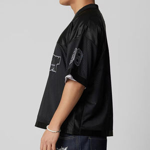 T-shirt de sport pour homme en maille de polyester respirante, coupe ample et surdimensionnée, avec logo personnalisé, impression sérigraphique, taille plus, tricoté court - Product Image 3