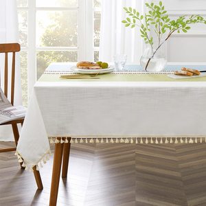 Embroidered Tablecloth for Dining Table,<b>Dust</b> Proof Spillproof Soil Resistant Cotton Linen Rectangle Table <b>Cloths</b> OEM - Product Image 3