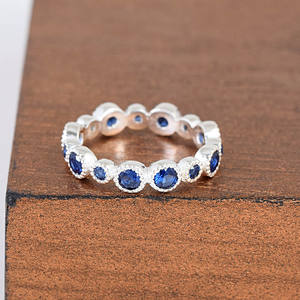 Bague réglable en pierre naturelle pour femmes, argent Sterling 925, bague saphir bleu, bijoux synthétiques, bague saphir en vrac - Product Image 2