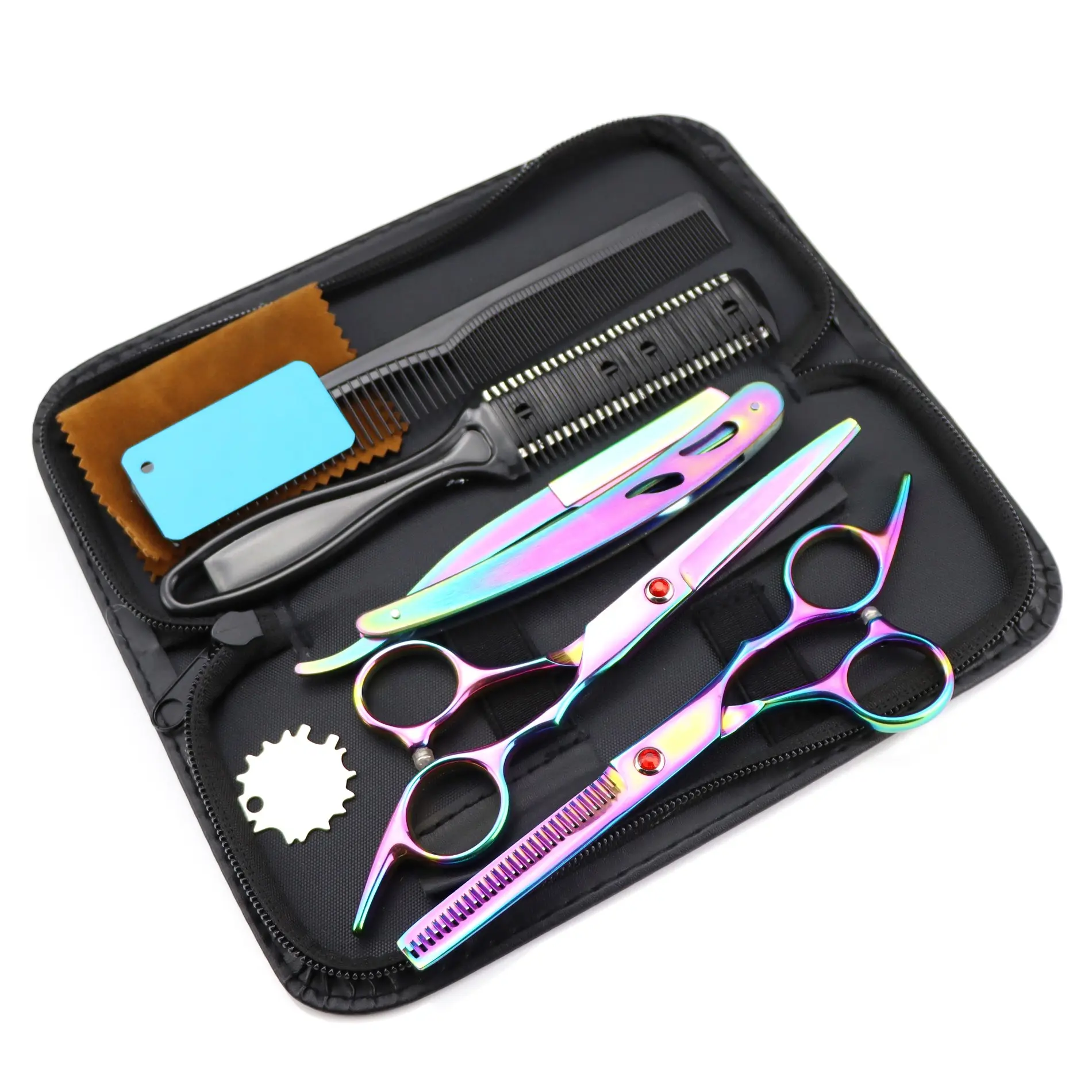 Il pacchetto del kit di forbici per parrucchieri include forbici per sfoltire forbici per barbiere rasoio e Kit per barbiere di bellezza