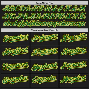 Camiseta de Béisbol Personalizada Negra, Verde y Amarilla de Manga Corta con Cierre de Botones, Nombre del Equipo 00, Impresión Serigrafiada, Corte Regular, Unisex - Product Image 4
