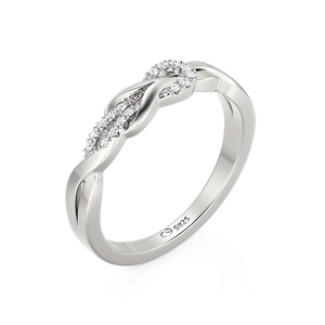 Jeulia Hercules Knot Twist Pave Wedding Band-Fashion Rhodium-Plated Alloy <b>Ring</b> for Women - Product Image 2