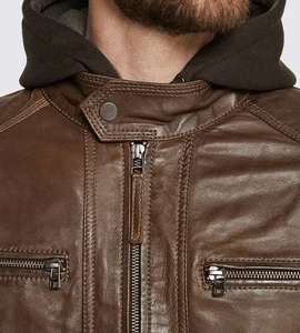 Hiver Nouveau PU Veste en cuir Hommes Veste à capuche en cuir Biker Veste à capuche en cuir pour hommes de haute qualité - Product Image 5
