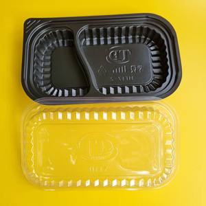 Récipient alimentaire en plastique jetable 1-2-4 compartiments avec couvercle couleur noire à emporter fabricant prix compétitif - Product Image 4