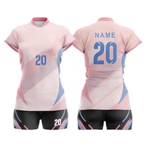 ชุดเครื่องแบบวอลเลย์บอลสำหรับผู้หญิงชุดเสื้อผ้าโพลีเอสเตอร์แบบแห้งเร็วระบายอากาศได้ดีสี100% โลโก้ตามสั่ง - Product Image 6