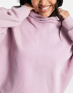 Sweat à capuche pull-over surdimensionné rose sans ficelle en coton polaire épais pour femmes Fabrication OEM de haute qualité Logo personnalisé - Product Image 3