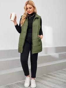 Chaqueta acolchada a prueba de viento de Invierno para mujer, chaleco largo brillante con burbujas para mujer - Product Image 4