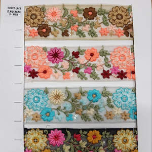 Custom Colorful Embroidered Floral Lace for Wedding Dresses Colorful Flower Embroidered Lace <b>Fabric</b> for Dressmaking - Product Image 1